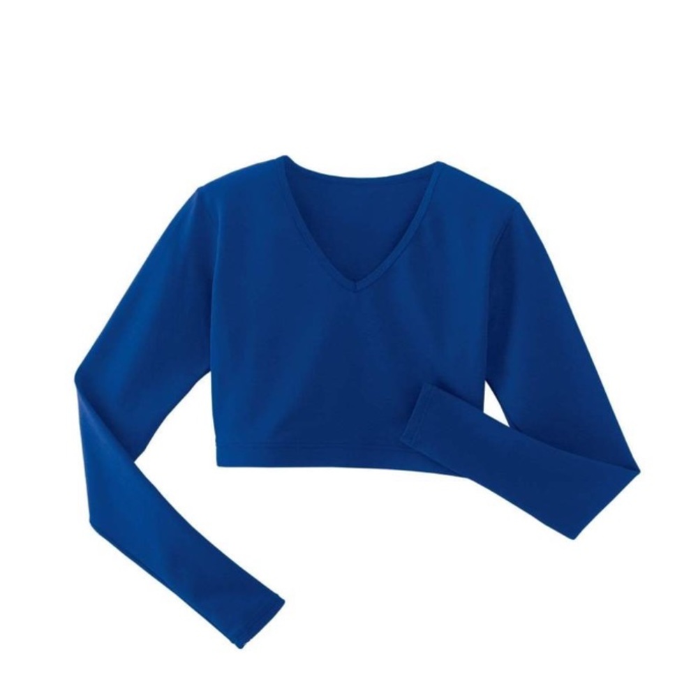 Bodywrappers Cheer V-Neck Midriff Blue Bodysuit